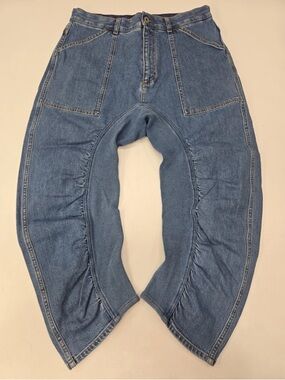 Stella Mccartney Xenia Ruched Cropped Jeans Blue RARE Size 28 Womens